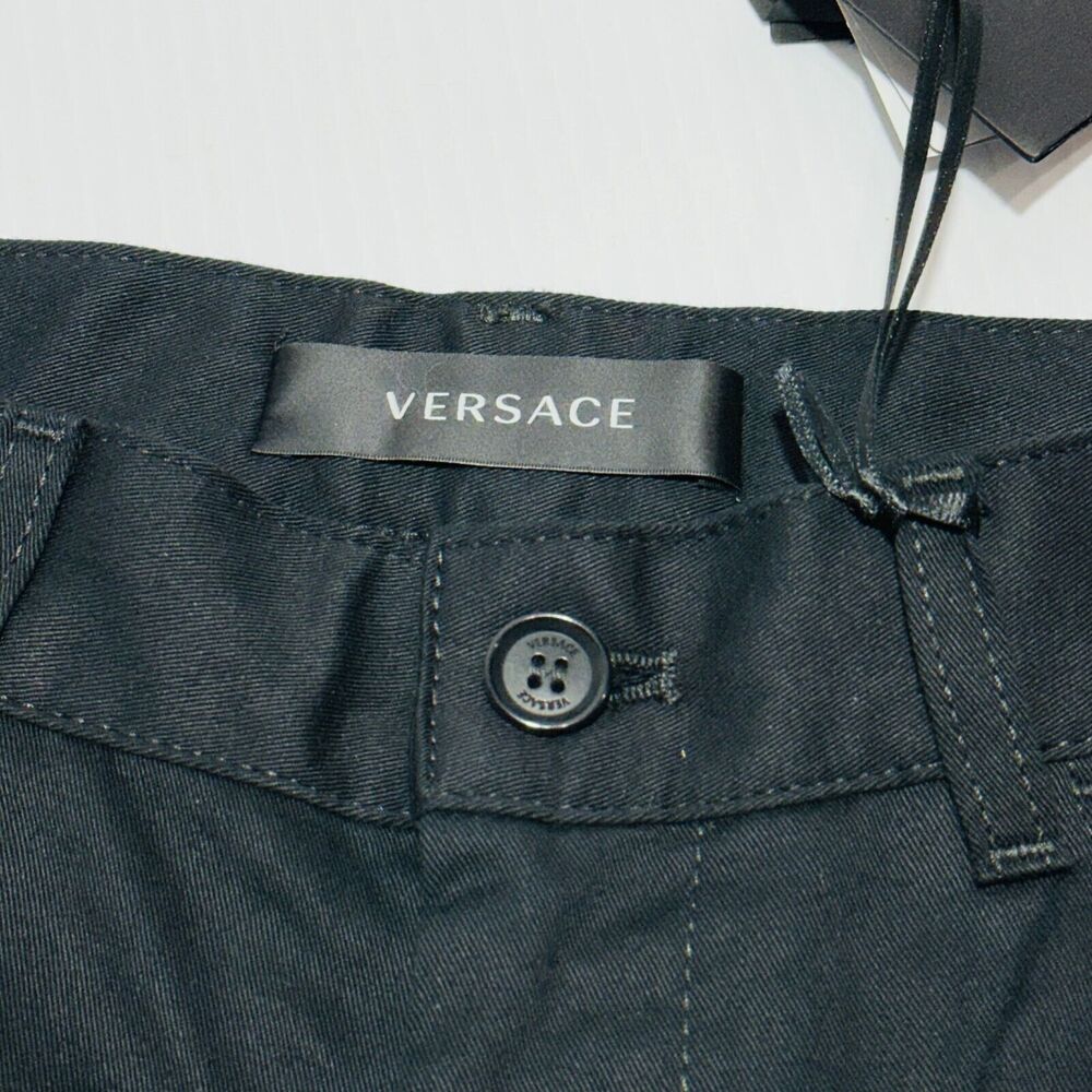 Versace Pants Men IT 52/ US 36 Black Barocco Cotton Twill Straight Leg NWT $900 - Picture 7 of 14